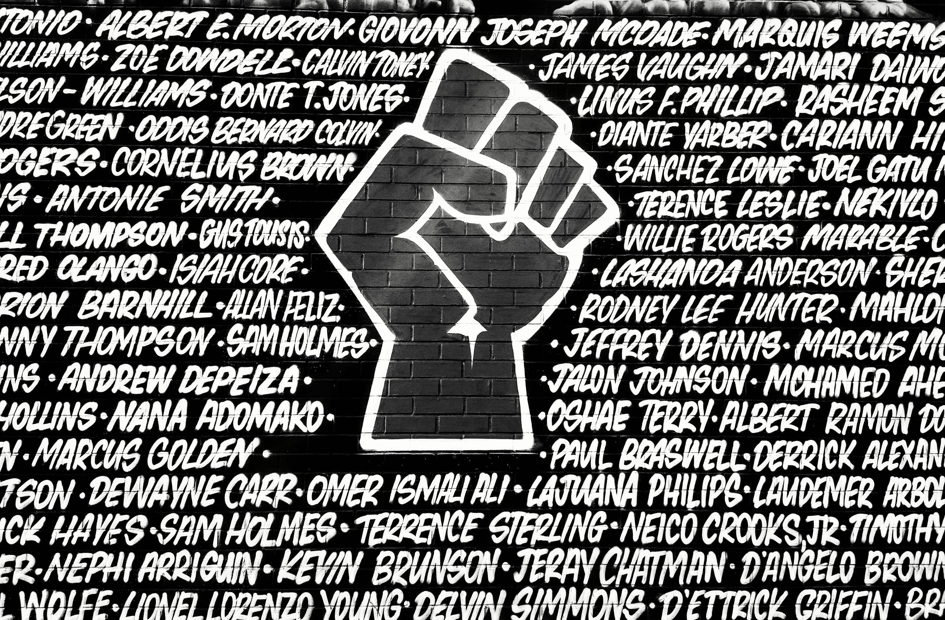 Black Lives Matter Fist with Names of the Fallen